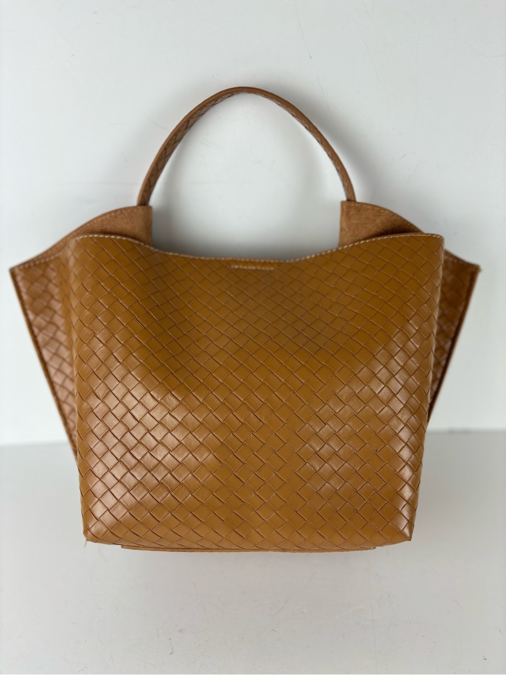 House of Harlow 1960-Cute “Terri” Vegan  Tan Leather Woven Handbag - Picture 2 of 14